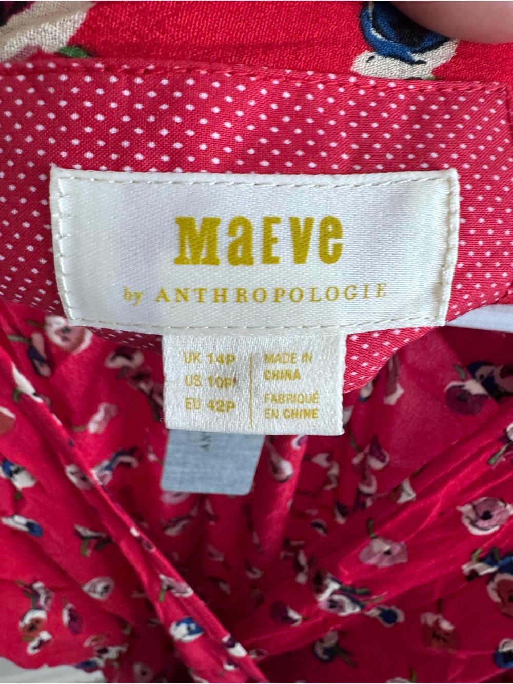 New Anthropologie Maeve Petunia Red Wrap Dress Floral Summer Size 10P NWT - Picture 8 of 11